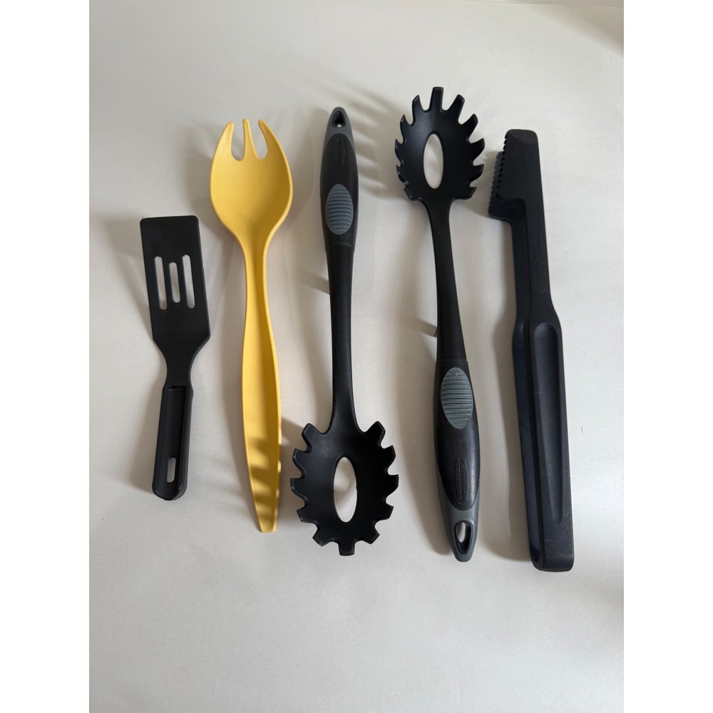Pampered Chef Tupperware Rubbermaid Kitchen Utensil Lot 5pc Black Yellow Mixed